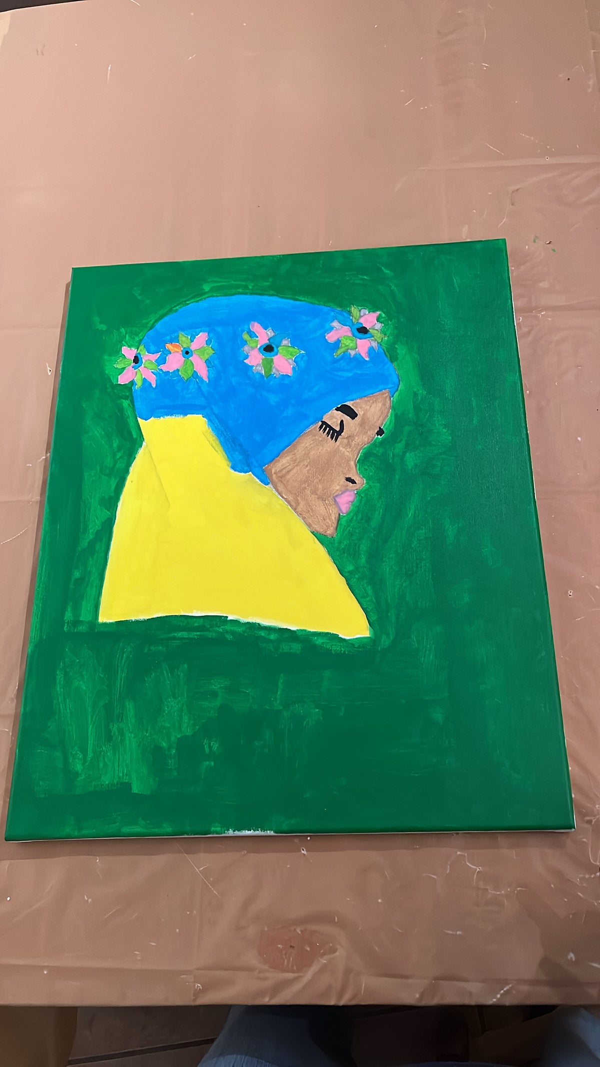 Muslim woman painting