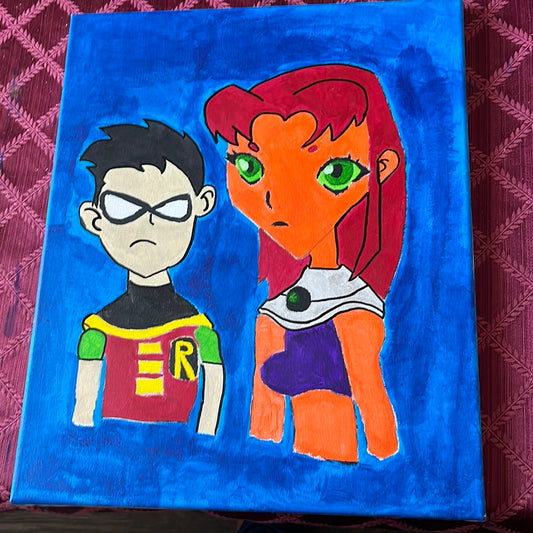 Robin and Starfire canvas painting